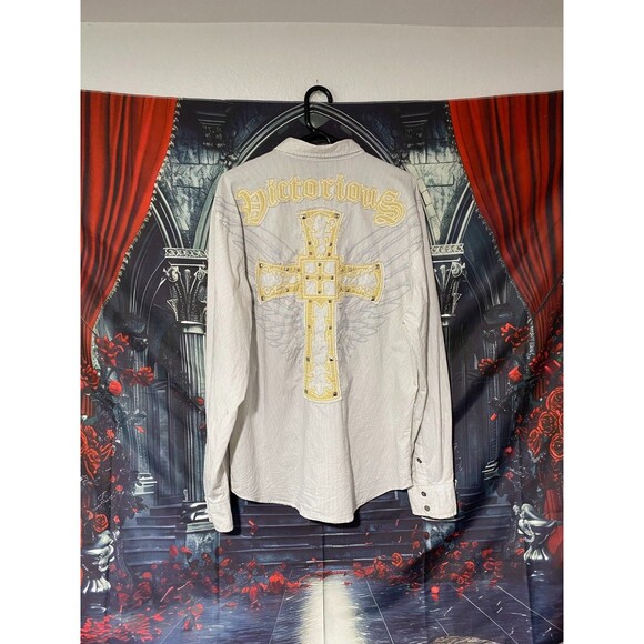 Victorious 2000's Button Down Long Sleeve Shirt Embroidered Pearl Snap Size 2XL - Picture 1 of 7